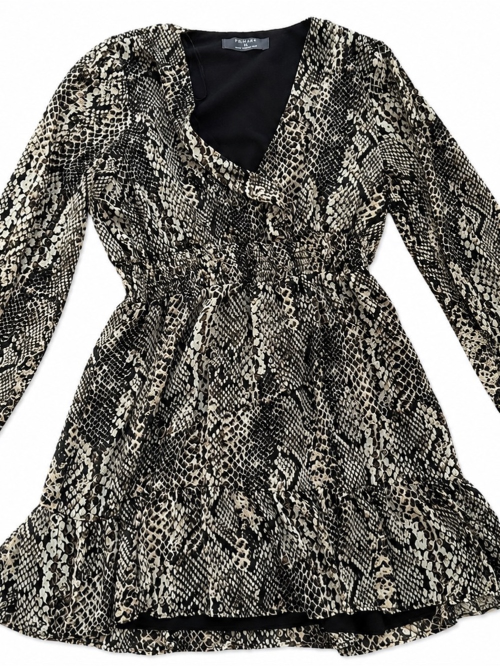 Primark Snake Print Long Sleeve Mini Dress Size XL